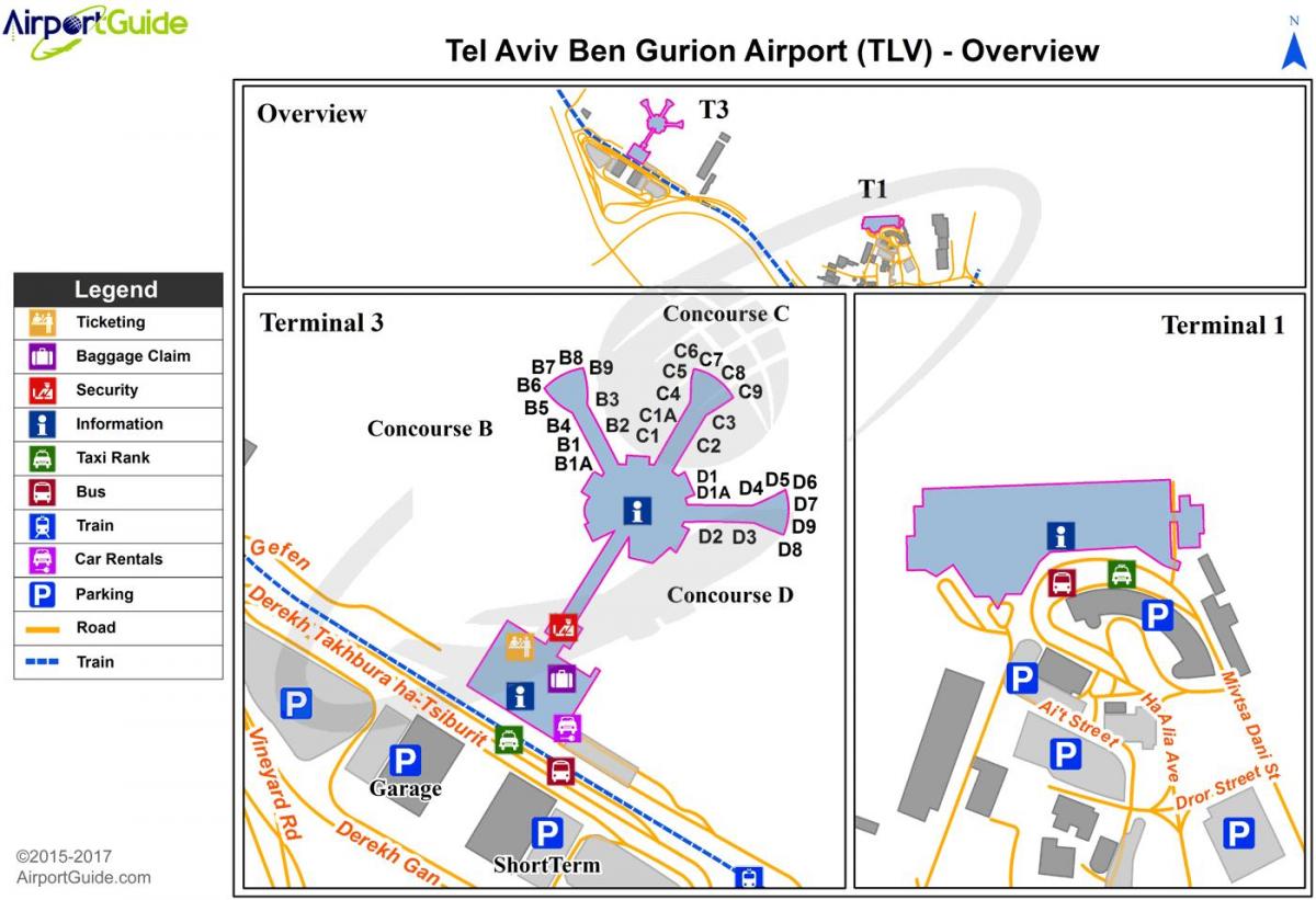 l'aeroporto internazionale ben gurion mappa