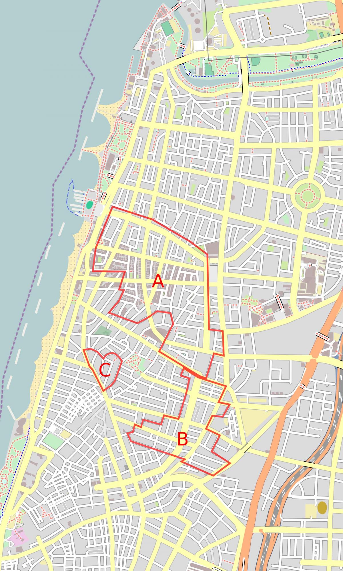 mappa della città bianca di Tel Aviv