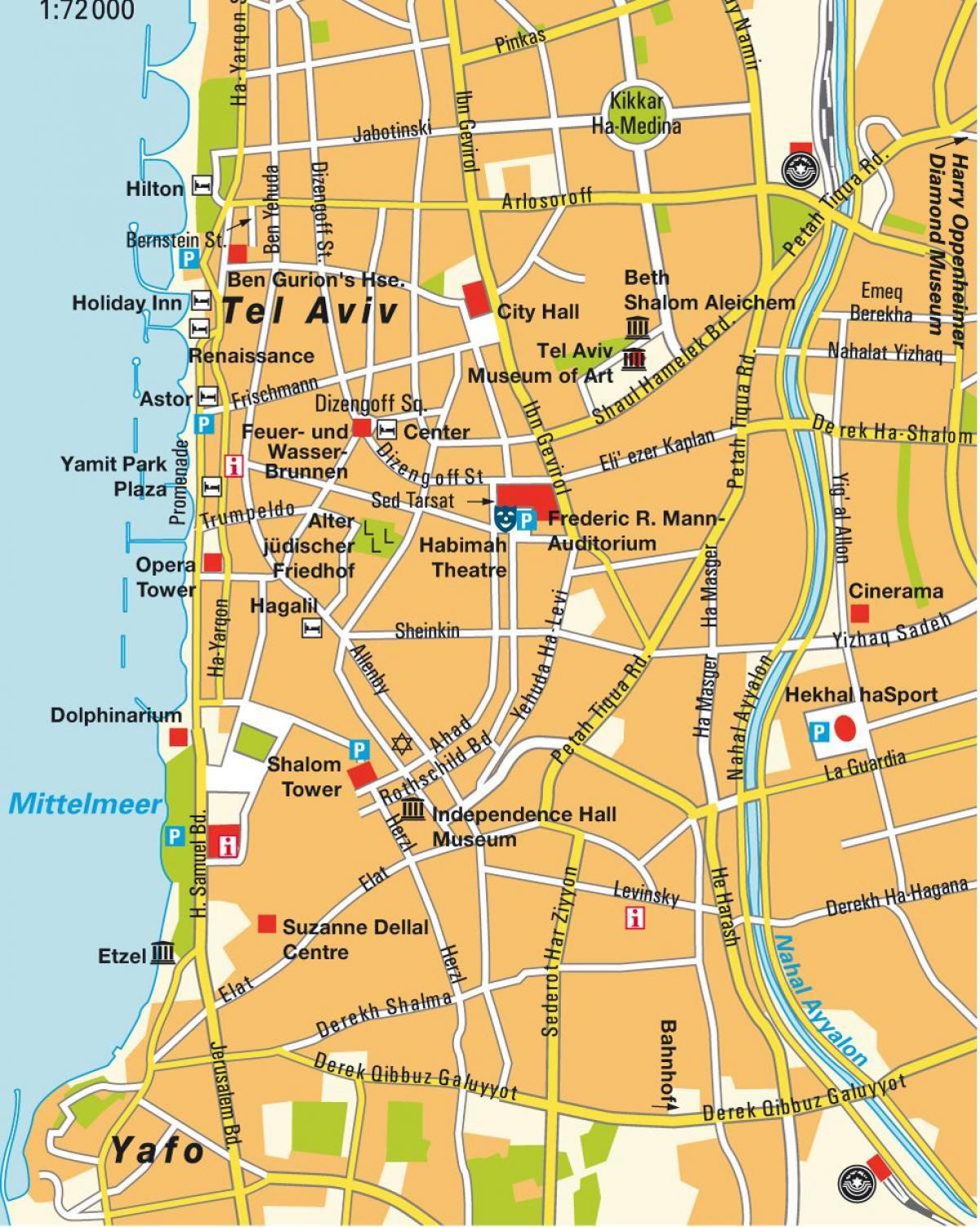 mappa della zona di Tel Aviv