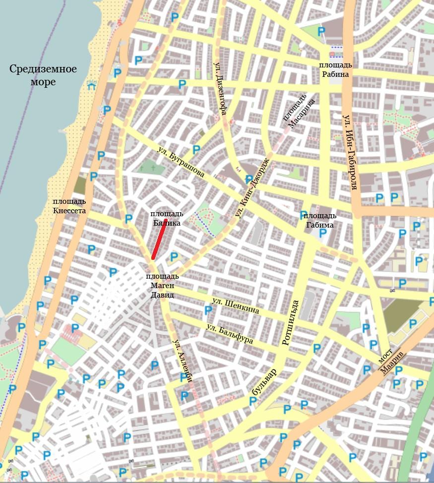 mappa stradale di Tel Aviv, israele