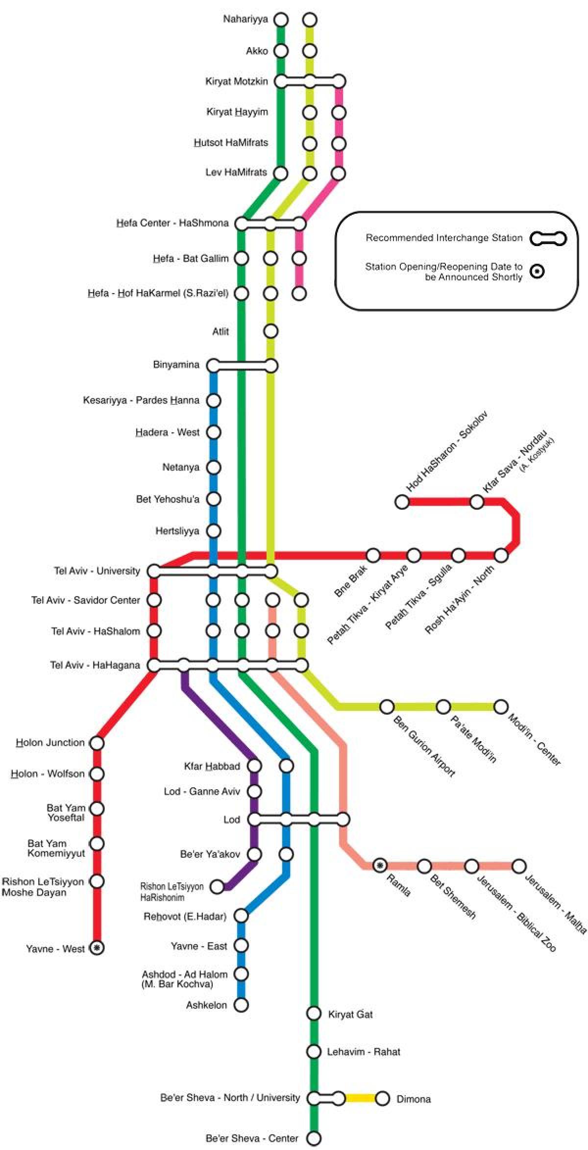 mappa di Tel Aviv treno
