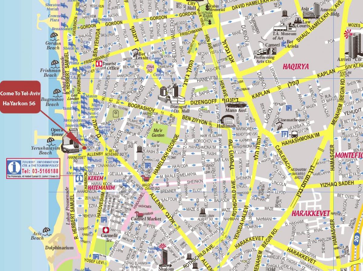 mappa di Tel Aviv tour a piedi