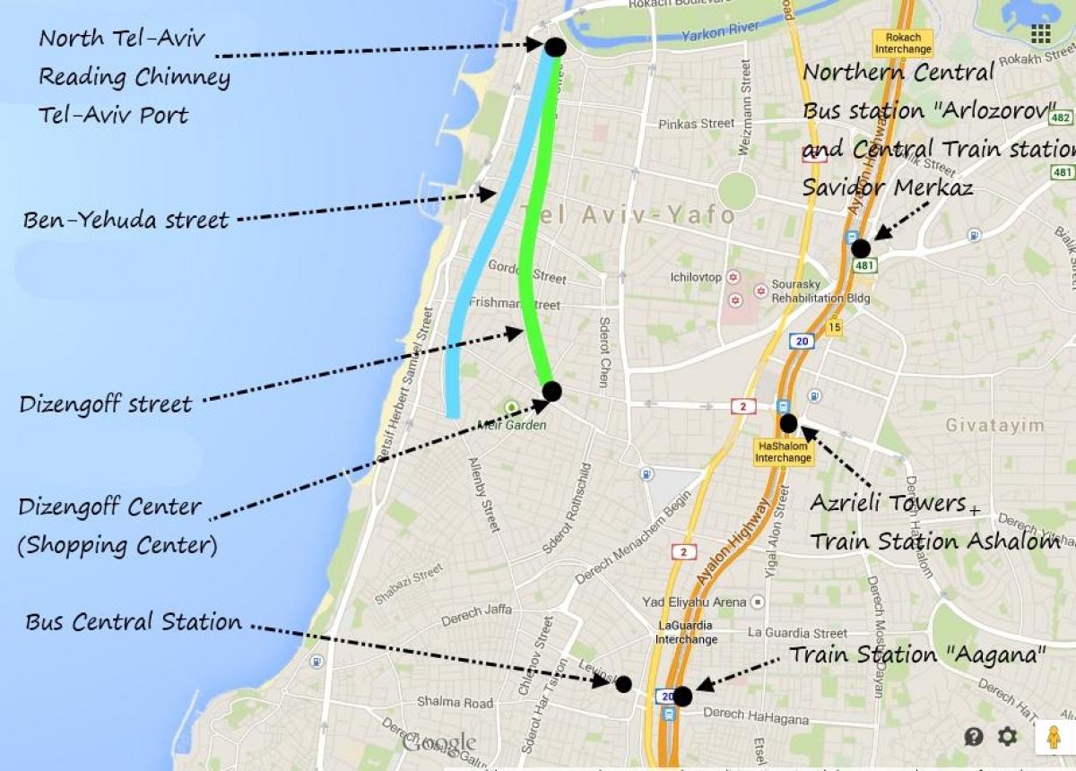mappa di Tel Aviv trasporto pubblico